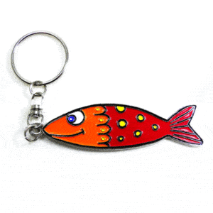 Porte-clefs Sardine orange/rouge